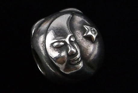 Mint Vintage Pandora Sterling Silver Sun Moon Charm Bead: Guaranteed Solid 925 Sterling Silver, in Excellent Condition