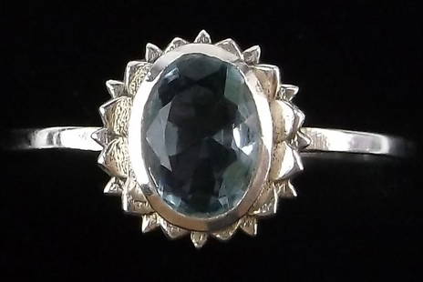 New Sterling Silver Blue Stone Sun Ring 8: Solid Sterling Silver Guaranteed, in Brand New Never Worn Condition.