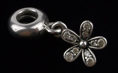 Mint Pandora Sterling Silver Flower Charm Bead