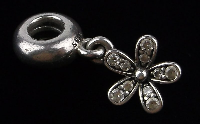 Mint Pandora Sterling Silver Flower Charm Bead (1 of 2)