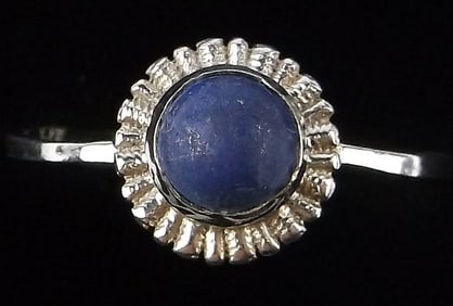 New Sterling Silver Lapis Lazuli Sun Ring 7.25