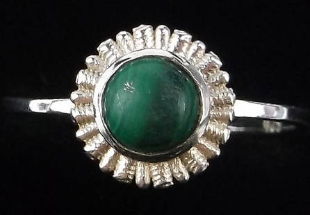 New Sterling Silver Malachite Sun Ring 6: Solid Sterling Silver Guaranteed, in Brand New Never Worn Condition.