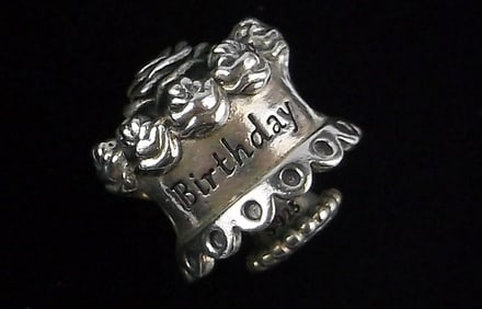 Mint Pandora Sterling Silver Birthday Cake Charm Bead