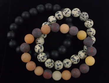 3 New Healing Genuine Dacite Fire Agate Volcanic Bracelets