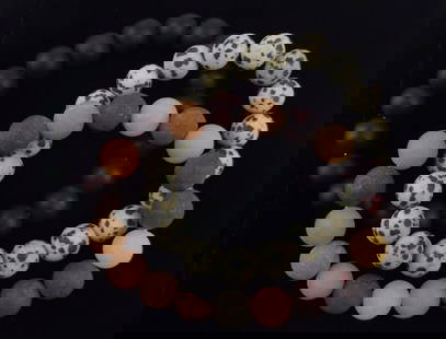 3 New Healing Genuine Dacite Fire Agate Volcanic Bracelets: new condition