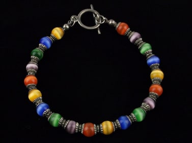 Mint Vintage Sterling Silver Gemstone Bracelet 7.5"