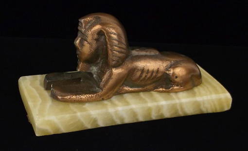 Mint Vint 1960s Soapstone Brass Egyptian Sphinx Desk Piece: Mint Condition, In Like New Condition, Perfect