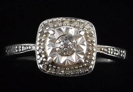 Mint Vintage Sterling Silver Diamond Engagement Ring 7: Guaranteed Solid 925 Sterling Silver, in Excellent Condition