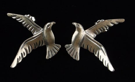 Mint Vintage 1960s Beau Sterling Silver Bird Earrings