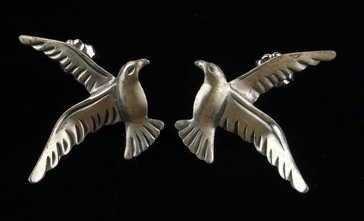 Mint Vintage 1960s Beau Sterling Silver Bird Earrings: Guaranteed Solid 925 Sterling Silver, in Excellent Condition