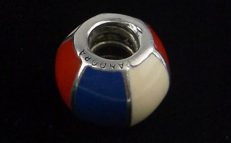 Mint Pandora Sterling Silver Beach Ball Charm Bead Enameled