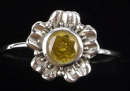 New Sterling Silver Citrine Flower Ring 8: Solid Sterling Silver Guaranteed, in Brand New Never Worn Condition.