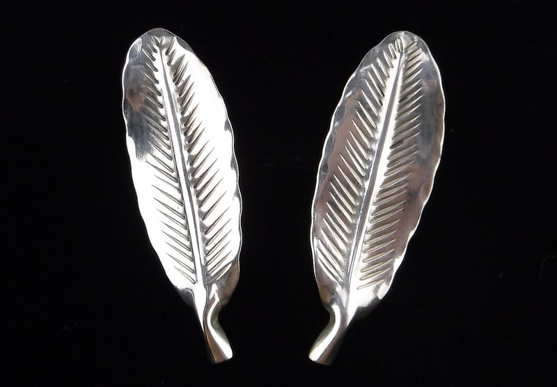 Mint Vintage 1950s Stuart NYE Sterling Silver Feather Earrings (1 of 3)