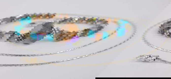 Mint Vint Italian Sterling Silver Crystal Chain Necklace 21": Guaranteed Solid 925 Sterling Silver, in Excellent Condition