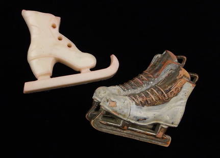 Gorgeous Antique 1940s-50s Celluloid Ice Skates Brooch Lot: excellent condition