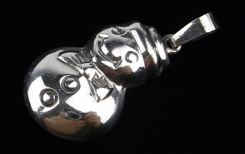 Mint Vintage Sterling Silver Christmas Snowman Pendant: Guaranteed Solid 925 Sterling Silver, in Excellent Condition