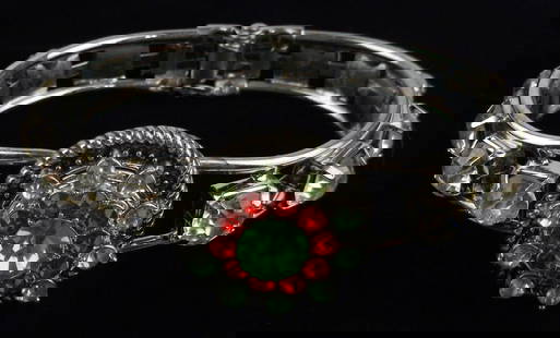 Stunning 1960s Rhinestone Surround Clamper Bracelet 7.5": excellent condition
