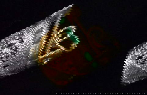 New Vint 1950s Gold Over Sterling Enameled Bucket Pendant: Solid Sterling Silver Guaranteed, in Brand New Never Worn Condition.