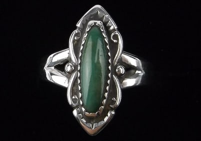 Mint 1960s Maisels Navajo Sterling Silver Turquoise Ring 7