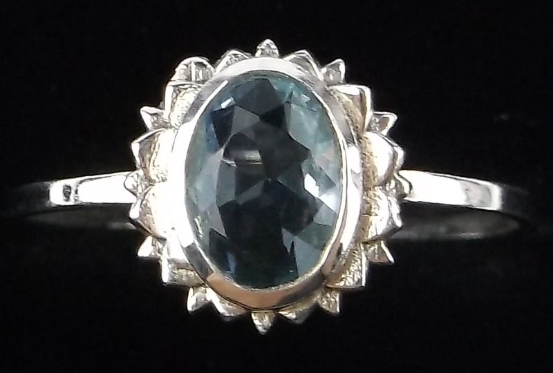 New Sterling Silver Blue Stone Sun Ring 7 (1 of 2)