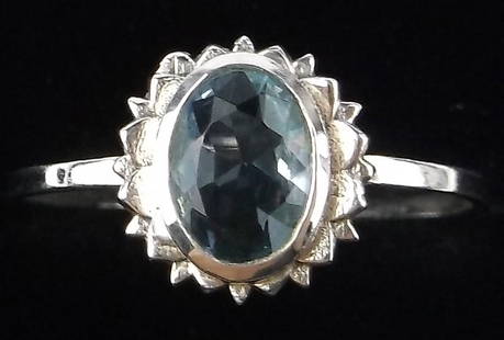 New Sterling Silver Blue Stone Sun Ring 7: Solid Sterling Silver Guaranteed, in Brand New Never Worn Condition.