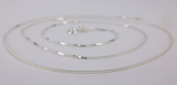 New Vintage Italian Sterling Silver Box Chain Necklace 20"