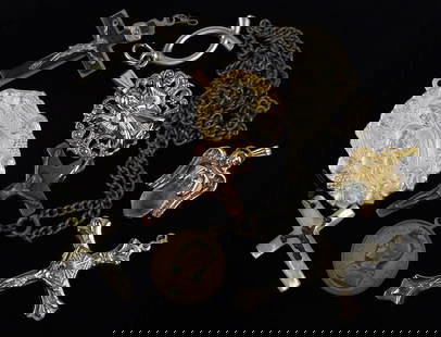 Nice Antique Vintage Catholic Crucifix Cross Angel Pendant Lot: beautiful condition