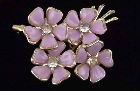 Mint Vintage 1960s Lucite Rhinestone Flower Brooch: Mint Condition, In Like New Condition, Perfect