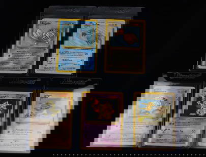 5 2000 Pokemon Base Set 2nd Edition Card Lot WOTC Era: .