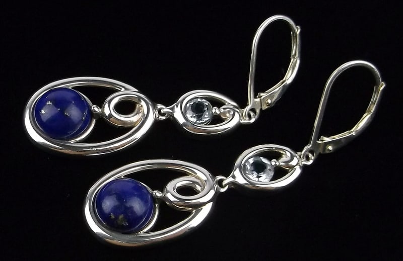 Mint Designer Sterling Silver Lapis Lazuli Blue Topaz Earrings (1 of 3)