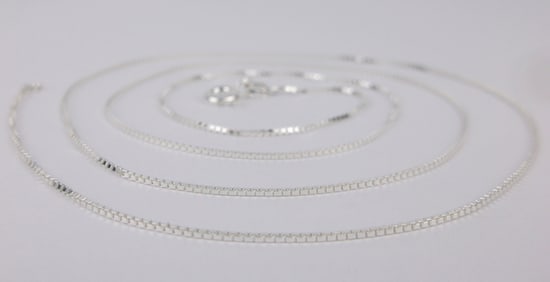 New Vintage Italian Sterling Silver Box Chain Necklace 24"