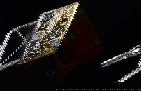 New Antique 1950s Gold Over Sterling Enameled Iron Pendant: Solid Sterling Silver Guaranteed, in Brand New Never Worn Condition.