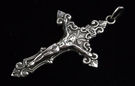 Mint Vint 1950s Sterling Silver Catholic Crucifix Pendant