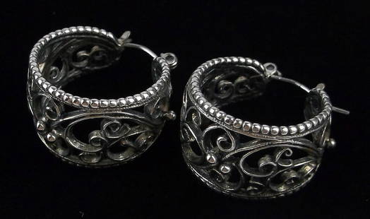 Mint Vintage Bali Sterling Silver Wide Earrings: Guaranteed Solid 925 Sterling Silver, in Excellent Condition