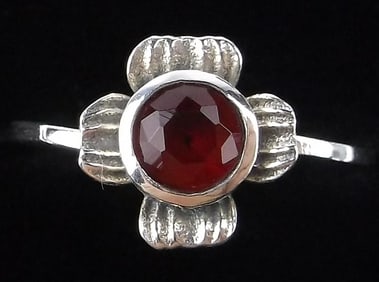 New Sterling Silver Red Chalcedony Cross Ring 6