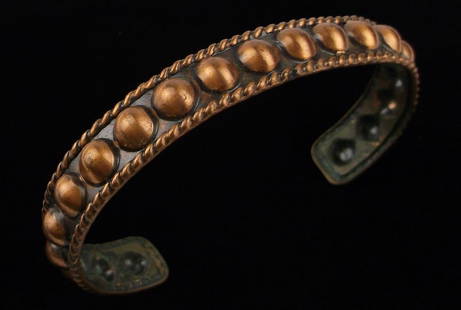 Stunning Vintage 1960s Copper Cuff Bracelet 7.5": excellent condition