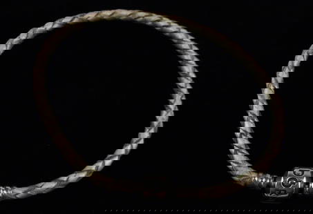 Mint Pandora Sterling Silver Leather Band Bracelet 8": Guaranteed Solid 925 Sterling Silver, in Excellent Condition