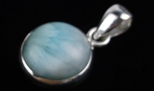 New Thick Sterling Silver Larimar Pendant: Solid Sterling Silver Guaranteed, in Brand New Never Worn Condition.