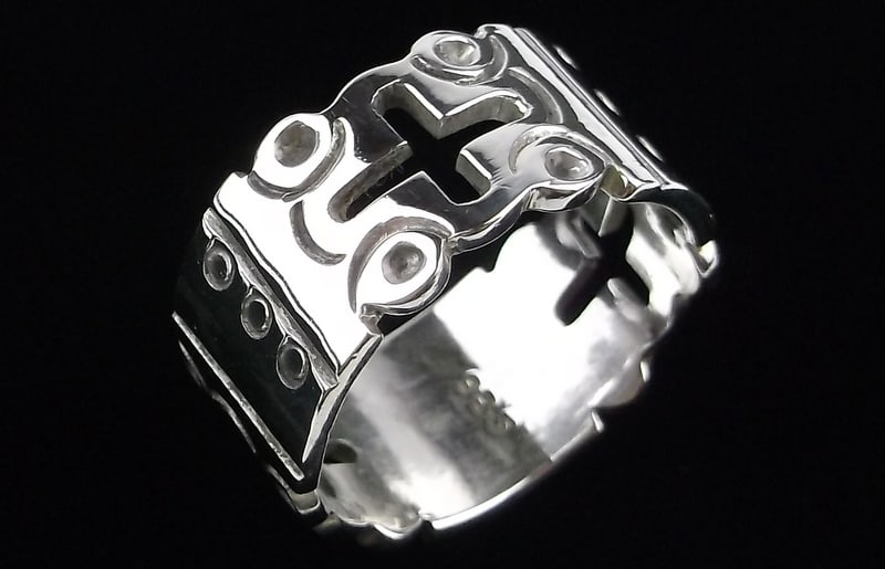 Mint Big Thick Vint Taxco Sterling Silver Cross Band Ring 11.5 (1 of 3)