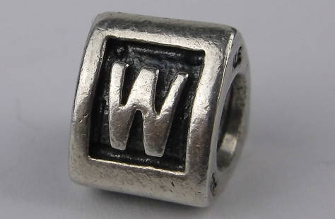 Mint Vint Pandora Sterling Silver W-M Initial Charm Bead: Guaranteed Solid 925 Sterling Silver, in Excellent Condition