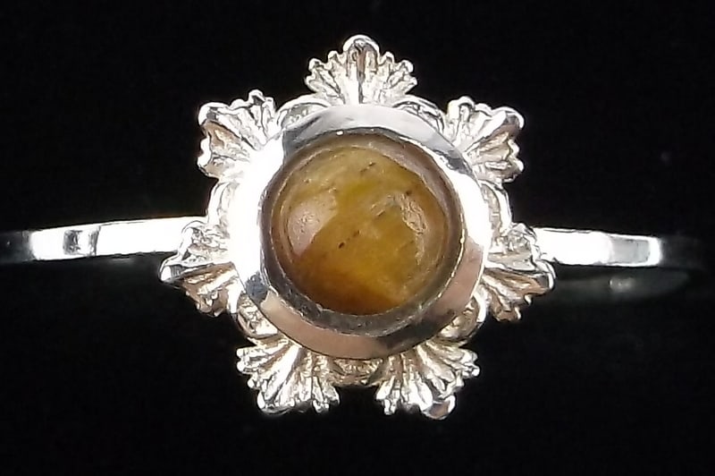 New Sterling Silver Tigers Eye Snowflake Ring 9 (1 of 2)