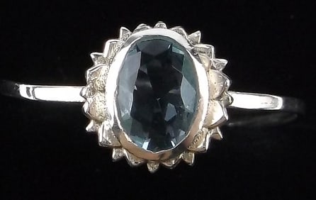 New Sterling Silver Blue Stone Sun Ring 9.5