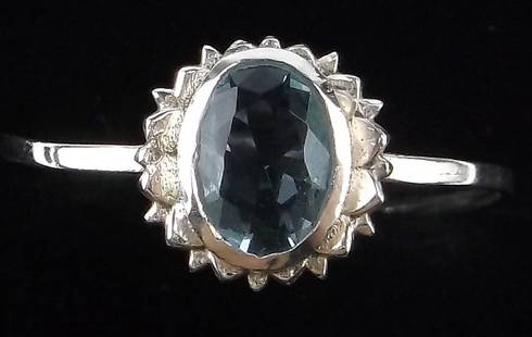 New Sterling Silver Blue Stone Sun Ring 9.5: Solid Sterling Silver Guaranteed, in Brand New Never Worn Condition.
