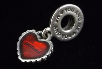 Mint Pandora Sterling Silver Mother Heart Charm Bead