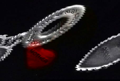 Mint Pandora Sterling Silver Mother Heart Charm Bead: Guaranteed Solid 925 Sterling Silver, in Excellent Condition