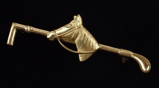 Stunning Antique 1950s Horse Polo Long Brooch