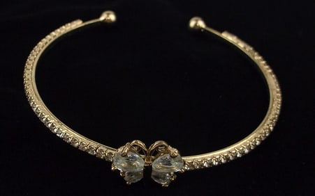 Mint Vintage Butterfly Rhinestone Bracelet 7-8"
