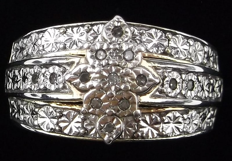Stunning Vint Thick Sterling Silver Diamond Engagement Ring 7 (1 of 3)