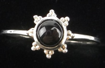 New Sterling Silver Onyx Snowflake Ring 8
