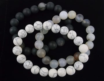 3 New Healing Genuine Howlite Agate Gemstone Bracelet 10mm